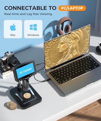 PalliPartners Digital Microscope for Coins with Light HD Screen - color: Bright black