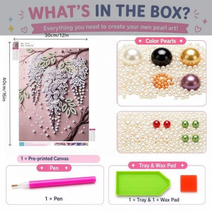 BYGFHLYW Pearl Diamond Painting Kits for Adults,Flower Diamond Art Kits - color: PL70-1