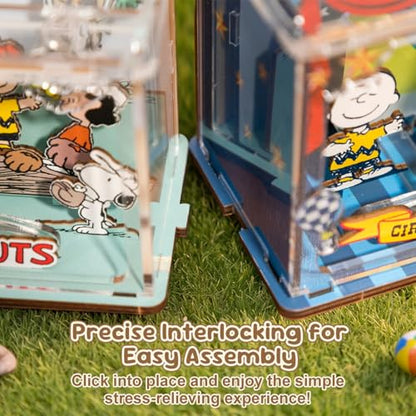 puremind Snoopy Beach Miniature Wooden Puzzle Kit, Peanuts 3D Display Model - style: Beach Miniature