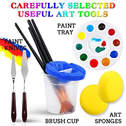 ESRICH Acrylic Paint Set, 46 Pcs Painting Supplies with Paint Brushes - color: 24 Color