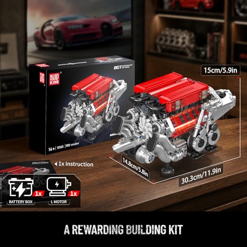 Mould King 10163 W16 Engine Building Blocks Sets, V8 Engine Model kit that Run, Build Your Own STEM Model Engine, 16-Cylinder Car Engine Building Engineering Toys(955+PCS) - style: 10163 Engine Model