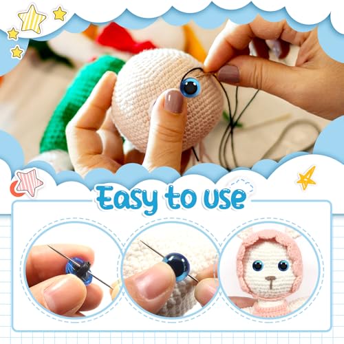 TOAOB 50pcs Sew On Safety Eyes Buttons 9mm to 15mm Plastic Mushroom Domed Sewing Crafting Eyes for DIY Stuffed Animals Amigurumis Crochet Doll Making Red Blue Green Yellow - color: Red/Blue/Green/Yellow