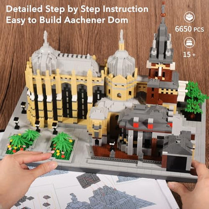 Micro Building Blocks Set, Germany Medieval Aachener Dom Model Building Kit 6650 PCS Construction Model for Adult and Teens - color: Aachener Dom