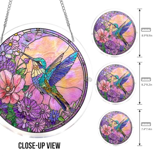 Acrylic Jigsaw Puzzle Suncatcher - Purple Hummingbird - color: Purple Hummingbird, size: S-7.4in*7.4in