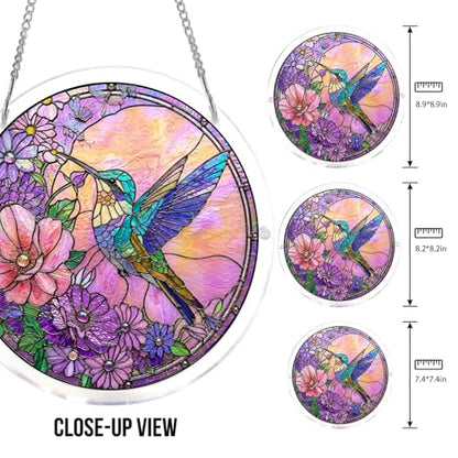 Acrylic Jigsaw Puzzle Suncatcher - Purple Hummingbird - color: Purple Hummingbird, size: M-8.2in*8.2in