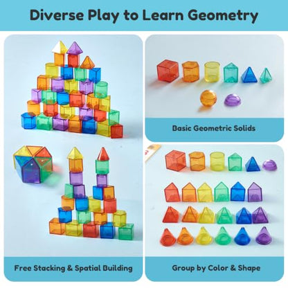 TOMMYHOME 3 Dimensions Shapes for Teaching - Table Math Manipulatives
