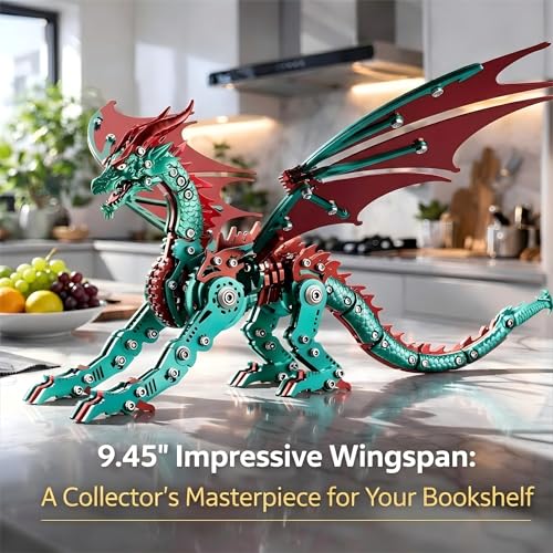 3D Metal Puzzles for Adults, Mechanical Dragon Model Kit - color: Pterosaur-green