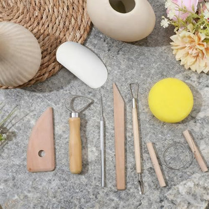 80 Pcs Pottery Tool Kit Sculpting Clay Tool Includes Clay Cutting Modeling Trimming with Wooden Handles Carving Kit for Beginners Carving Shaping