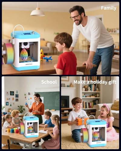 Fully Assembled Mini 3D Printer for Kids & Beginners - Complete Starter Kit with Auto Leveling 3D Printing Machine, 1 Roll of Filament, and SD Card, High-Speed 250mm/s, High Precision, for School Home - size: Mini