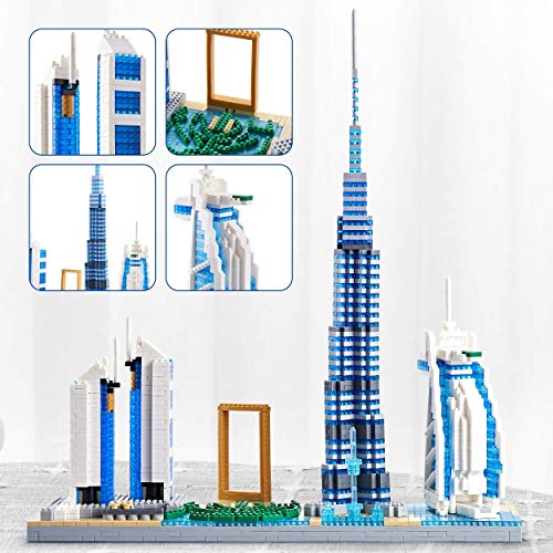 Architecture Dubai Skyline Collectible Model Building Kit Micro Blocks Sets for Adults Present Model Kit 2545 Pieces