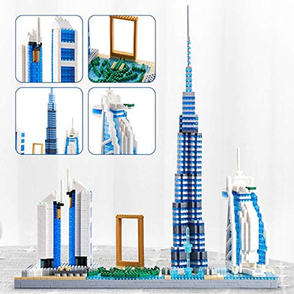 Architecture Dubai Skyline Collectible Model Building Kit Micro Blocks Sets for Adults Present Model Kit 2545 Pieces