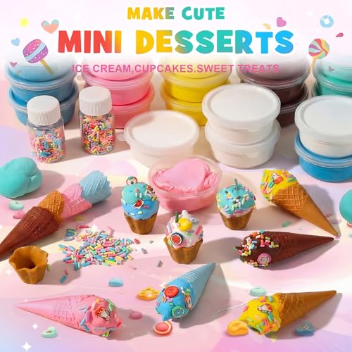 Shappy 51 Pcs Air Dry Clay Kit Ice Cream DIY Craft Kit