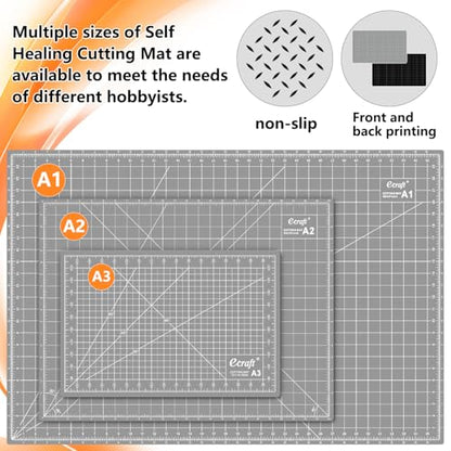 Ecraft Self Healing Cutting Mat:18" x 24" Double Sided 5-Ply Hobby Mat, A2 Rotary Cutting Sewing Mat for Crafts, Fabric,Sewing,Quilting,Scrapbooking,Projects,Grey/Black - color: Grey/Black, size: 24"L x 18"W