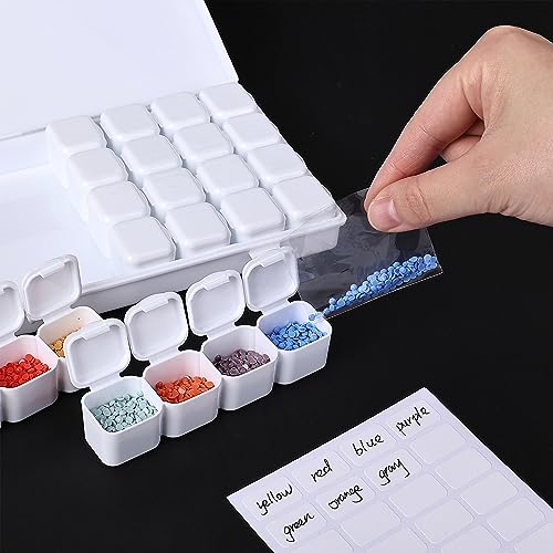 Mr. Pen- Bead Storage Containers, 28 Grids, 2 Pack, White - color: White, size: 2 Pack-56 Pcs(6.8"x4.4"x1")