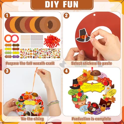 Hollowfly 48 Set Thanksgiving Wreath Craft Kits DIY Christian Ornament - style: Christian Thanksgiving