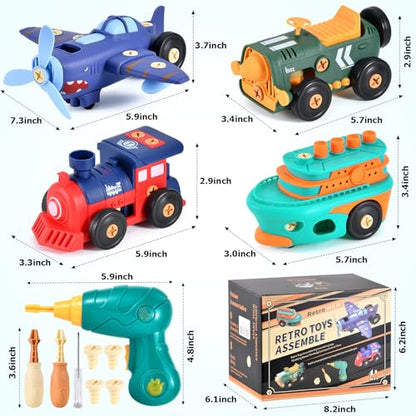 STEM Take Apart Toys for Boys Age 3-5 – Electric Building Toys Car with Motor & Drill | Educational Construction Set for Preschool, Kindergarten | Best Birthday Gift for Kids 4-8