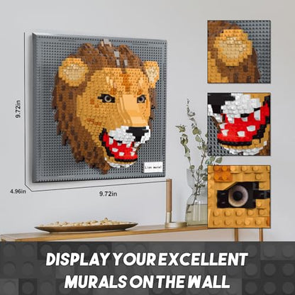 3D Lion Animal Wall Art Micro Mini Building Blocks Set for Adults, No Compatible with Lego, Unique Table Display & Home Wall Decor, Creative Toy Gift for Chritsmas Birthday (2005 PCS) - style: Lion