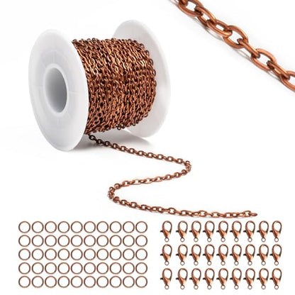 Lemonkey 33 Feet Red Copper Chains for Jewelry Making,Necklace & Craft - color: Red Copper, size: 2mm