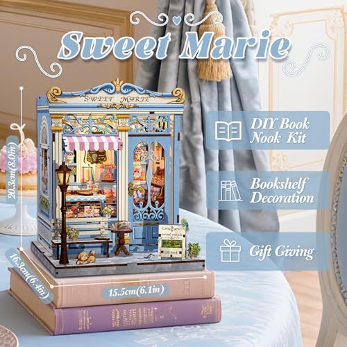 Fsolis Book Nook Kit, DIY Booknook Miniature Bakery House (Sweet Marie) - color: Sweet Marie