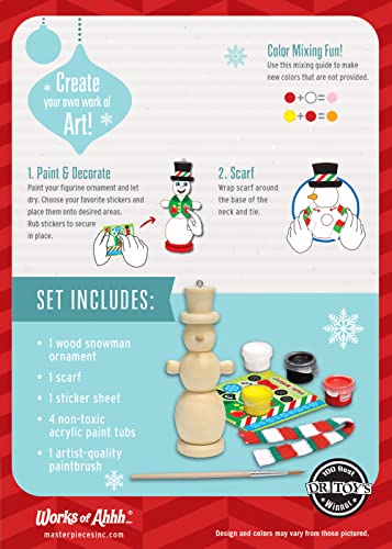 Works of Ahhh... MasterPieces Works of Ahhh Christmas Ornament Acrylic Paint Kit, Snowman, For Ages 4+, Multi, 5" x 7" (21722) - style: Snowman