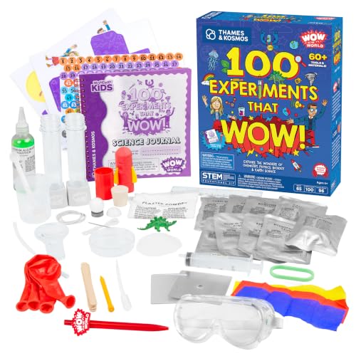 Wow in The World 100 Experiments That Wow Science Kit by Thames & Kosmos, Over 60 Tools & Materials, Unique Chemistry, Physics, Biology & Earth Science Activities w/Science Journal for Ages 6+