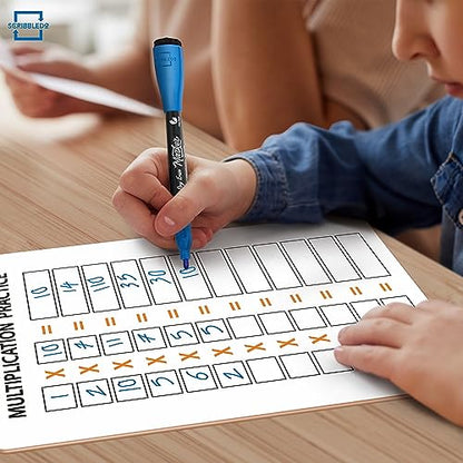 SCRIBBLEDO Multiplication Dry Erase Board 11x14, 12 Practice Problems