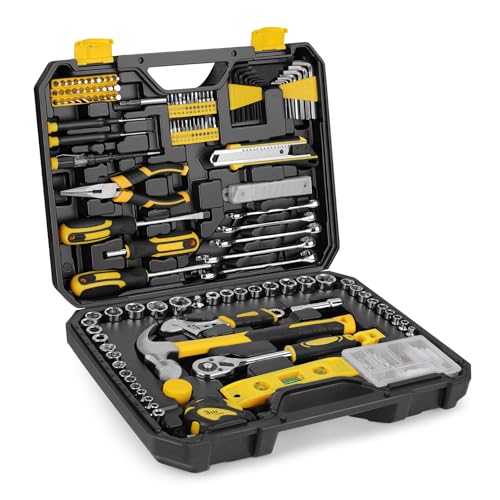 248-Piece Home Repair Hand Tool Set with Storage Case - color: Yellow