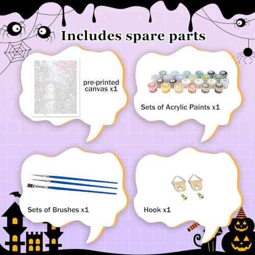 Halloween Paint by Numbers Kit for Adults,Ghost Adult Paint by Number 16x20 - color: Halloween Ghost Cat, size: 16*20inch