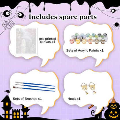 Halloween Paint by Numbers Kit for Adults,Ghost Adult Paint by Number 16x20 - color: Halloween Ghost Cat, size: 16*20inch