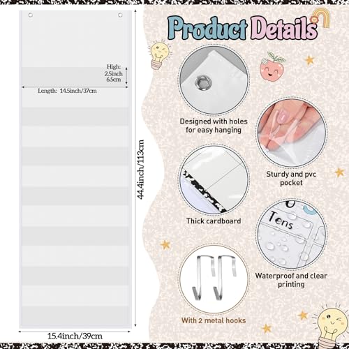 Funrous Days of School Pocket Chart Number of The Day Countdown Posters Back to School Composition Book Countdown Bulletin Board Decor Hundreds Tens Ones Place Value Chart Cards for Classroom Home - style: Composition