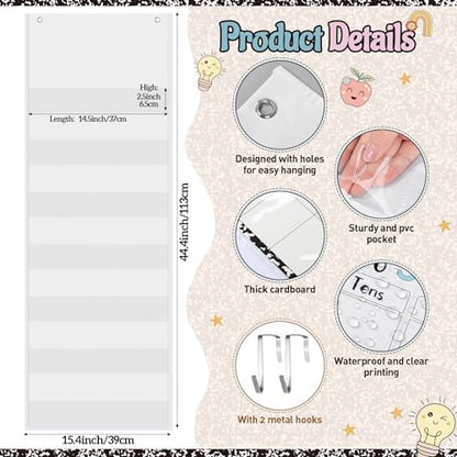 Funrous Days of School Pocket Chart Number of The Day Countdown Posters Back to School Composition Book Countdown Bulletin Board Decor Hundreds Tens Ones Place Value Chart Cards for Classroom Home - style: Composition