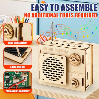 LUCKY GUESS DIY Radio Kit FM 88-108 MHz STEM Electronics Set for Kids - style: DIY Radio Toy Set