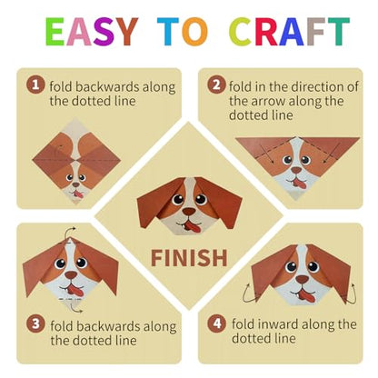 Origami Kit for Kids Ages 5-8 8-12, Origami Paper with Guiding Book, 54 Sheets Paper with 27 Patterns, DIY Art and Craft Supplies for Beginners and Children