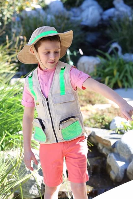Kids Cargo Vest for Boys and Girls with Reflective Safety Straps - color: Tan, size: Large