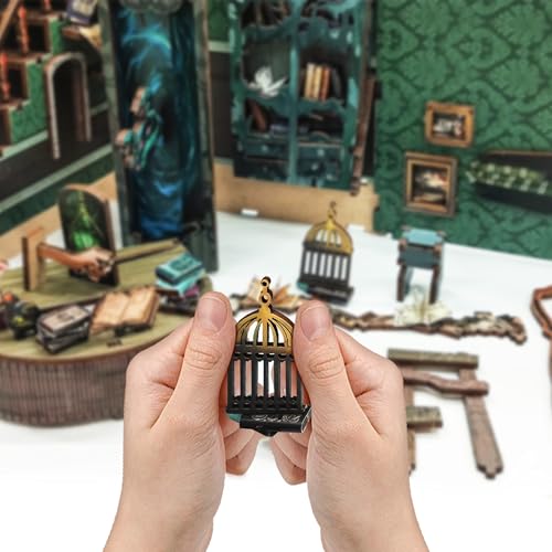 DIY Book Nook Kit 3D Wooden Puzzle DIY Miniature House Kit Magic Dollhouse Tiny House Bookshelf Dollhouse for Adults with LED Light- Snake House (SQ-41) - color: Snake House