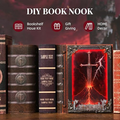 Book Nook Kit, Sword of Fire DIY Miniature Dollhouse Magic Booknook Kit - color: Sword of Fire