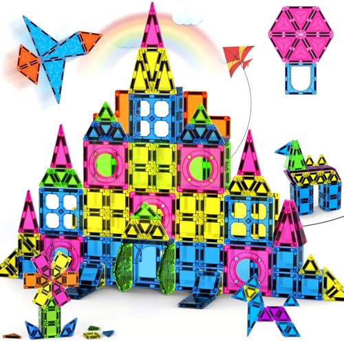 250 PCS 3D STEM Educational Magnetic Tiles for Kids Magnetic Blocks Set