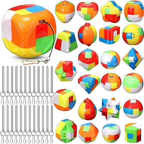 Syhood 24 Pcs Brain Teaser Puzzles for Adults Unlock Interlock Puzzle