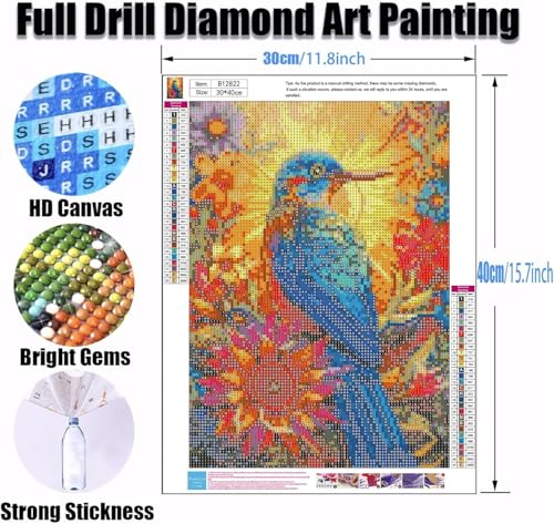 Ekuxom Hummingbird Diamond Painting Kits for Adults-Sunflower Diamond Art - color: Hummingbird