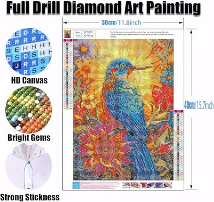 Ekuxom Hummingbird Diamond Painting Kits for Adults-Sunflower Diamond Art - color: Hummingbird