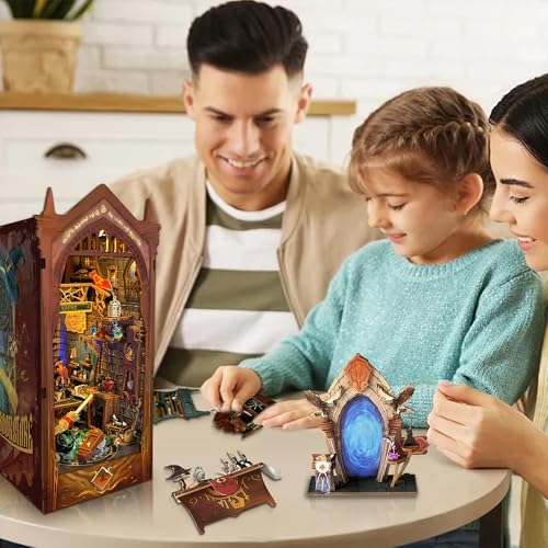 Magic Book Nook with Remote Wand DIY Dollhouse Miniature Kit - color: Magic Academy