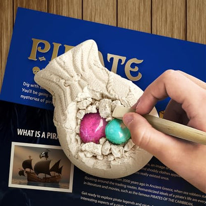 Pirate Treasures Dig Kit, 5 Bricks Excavation STEM Toy, Kids Party Gift