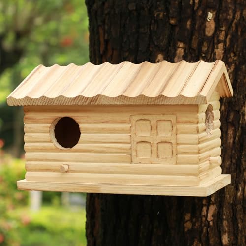 Bird House Outdoor Bluebird House for Outside Clearance, Hanging Bird Houses Cardinals Unfinished Wooden Bird Nesting Box