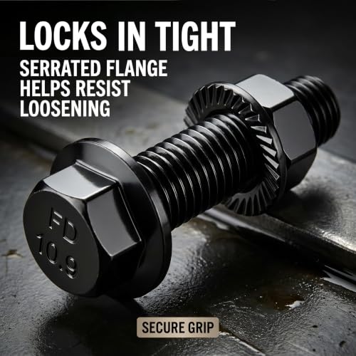 mankk 400PCS Metric Flange Bolts Nuts Washers Auto Fasteners - size: 400PCS M6 M8 M10, style: Flange Bolt