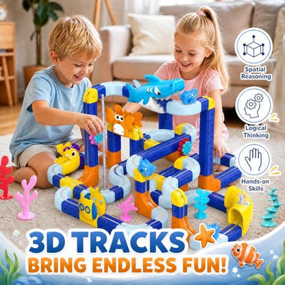 193PCS Magnetic Train Set: Shark Toys 3D Infinity Racer Electric Train Set for Kids Flexible Cube Rail Train Track with Anti-Gravity Train STEM Toys Gifts for 3 4 5 6 7 8 Year Old Boys Girls - size: Deluxe Set(193PCS)