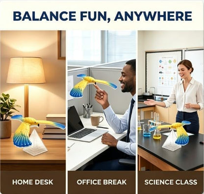 2Pcs Balance Bird with Clear Triangle Stand, Educational Physics Gravity Demonstration, Science Kit