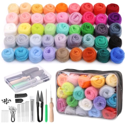 SOCNITC 45 Colors Needle Felting Kits Needle Felting Supplies with Tools - color: 45 Colors