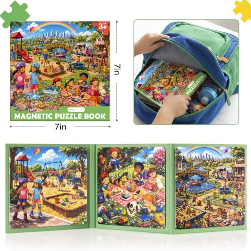 Biarek Playground Magnetic Puzzles for Kids 3-5, 75-Piece Travel Set - color: Playground - 75 Pieces