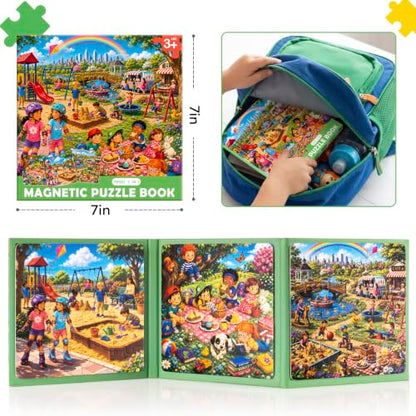 Biarek Playground Magnetic Puzzles for Kids 3-5, 75-Piece Travel Set - color: Playground - 75 Pieces