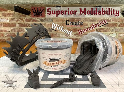 The Foamory Black Cosplay Foam Clay (900g) High Density Air Dry Craft Clay - color: Black, size: 900g